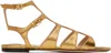 Tom Ford Gold Laminated Printed Lizard Sandals In 1y023 Light Bronze