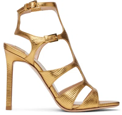 Tom Ford Gold Lizard Paradis Heeled Sandals In 1y023 Light Bronze