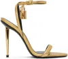 Tom Ford Gold Padlock Pointy Naked Heeled Sandals In 1y004 Gold