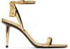 Tom Ford Gold Padlock Pointy Naked Heeled Sandals In 1y004 Gold