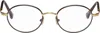 Tom Ford Gold Round Blue Block Glasses In 050 Shiny Yellow Gol
