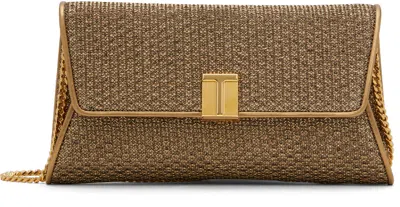 Tom Ford Gold Textured Fabric Nobile Clutch In 1y014 Dark Gold