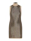Tom Ford High-neck Ribbed Minidress In Bronze