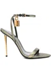 Tom Ford Hammered-effect Fabric Padlock Pointy Naked Sandals Shoes In Gold