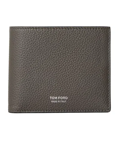 Tom Ford Goldlogo Wallet In Grey