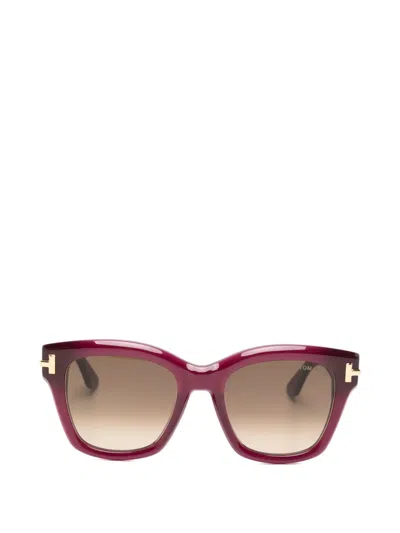Tom Ford Gold-tone Geometric Sunglasses In Red