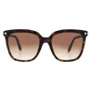 Tom Ford Gradient Brown Square Ladies Sunglasses Ft0958-d 52f 55 In Black