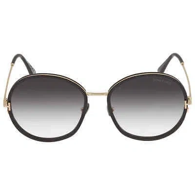 Pre-owned Tom Ford Gradient Smoke Round Ladies Sunglasses Ft0946 01b 58 Ft0946 01b 58 In Gray
