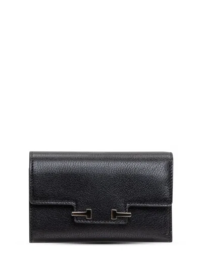 Tom Ford Grain Compact Wallet In White