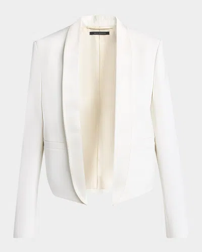 Tom Ford Grain De Poudre Crop Open Blazer In White