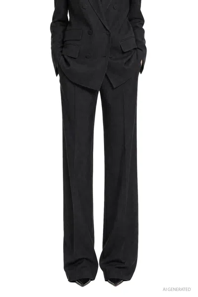 Tom Ford Grain De Poudre Tailored Pants With Belt In Black
