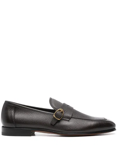 Tom Ford Grain Dover Buckle Loafers In Brown