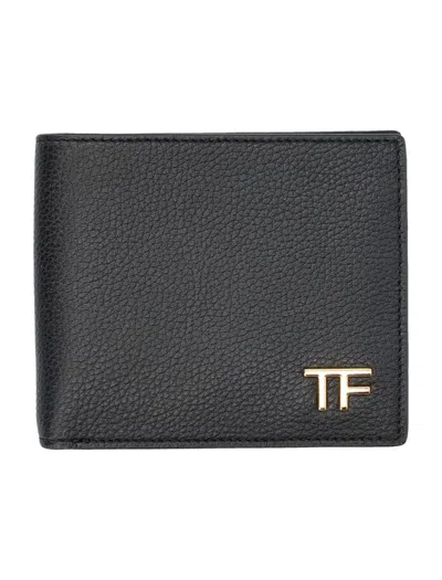 Tom Ford Grain Leather Bifold Wallet In Black