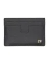 Tom Ford Textured Black Leather Card Holder In Black