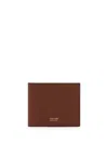 Tom Ford Classic Grain Leather Bi-fold Wallet In Brown