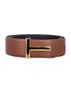 Tom Ford Grain Leather Icon Belt In Brown