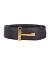 Tom Ford Grain Leather Icon Belt In Brown