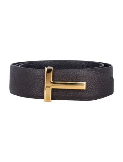 Tom Ford Grain Leather Icon Belt In Brown