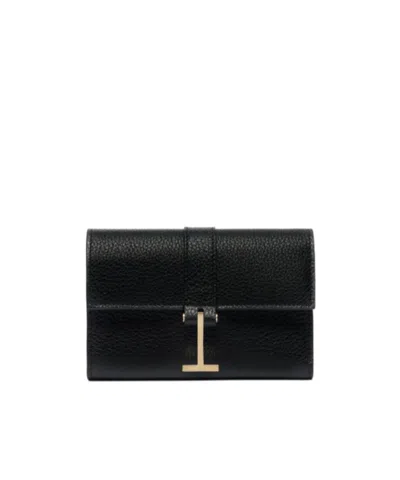 Tom Ford Grain Leather Kara Compact Wallet In Black