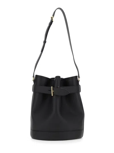 Tom Ford Grain Leather Medium Bucket In Black