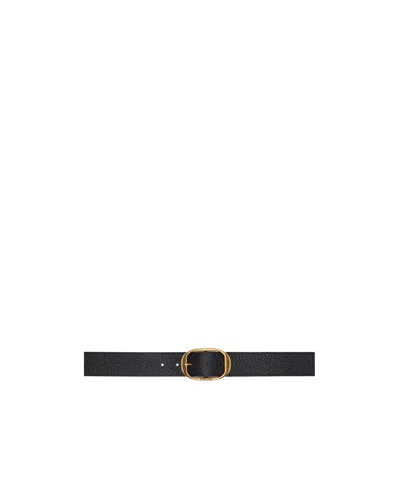 Tom Ford Grain Leather Oval Belt In Black