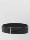 Tom Ford Dark Brown Reversible Textured Silver Buckle Belt In Black