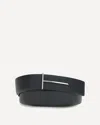 Tom Ford Dark Brown Reversible Textured Silver Buckle Belt In Black