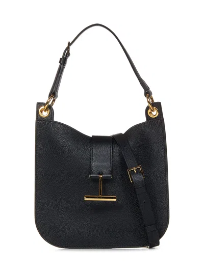 Tom Ford Grain Leather Small Crossbody In Black