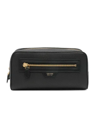 Tom Ford Grain Leather Smart Wash Bag In Black