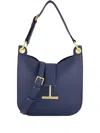 Tom Ford Grain Leather T-bar Shoulder Bag In Blue