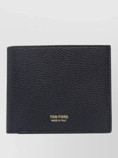Tom Ford Textured Bi-fold Wallet Textured Finish In Black