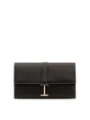 Tom Ford Grain Leather Wallet On Strap In Black