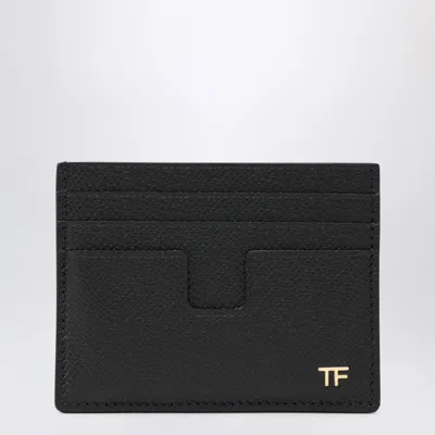 Tom Ford Grained Calf Leather Card Holder In Black