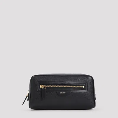 Tom Ford Grained Calf Leather Toiletry Case In Black
