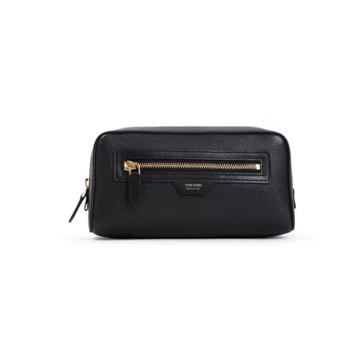 Tom Ford Grained Calf Leather Toiletry Case Men In Black