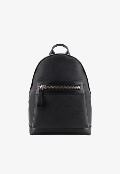 Tom Ford Grained Leather Backpack In Black