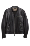 Tom Ford Grained Leather Biker Jacket In Black