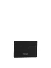 Tom Ford Black Card Holder With Embossed Lgoo Lettering On The Front And Money Clip In Grained Leather Man In Black