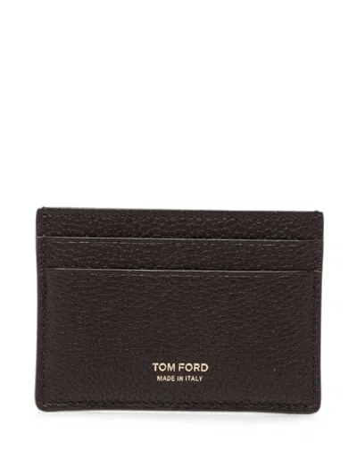 Tom Ford Grained Leather Card Holder In Brown