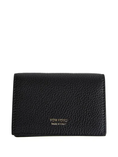 Tom Ford Grained Leather Card Holder In Black