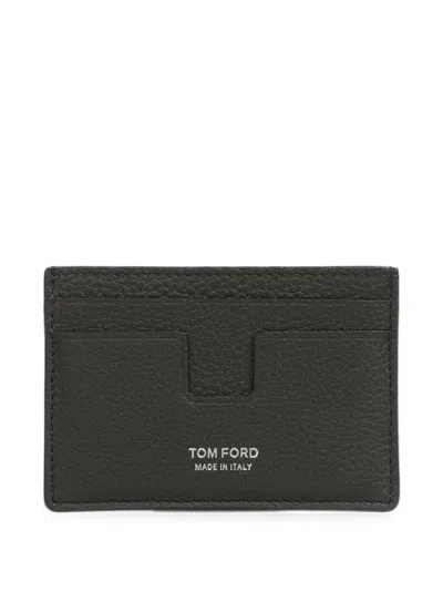 Tom Ford Grained Leather Card Holder In Black