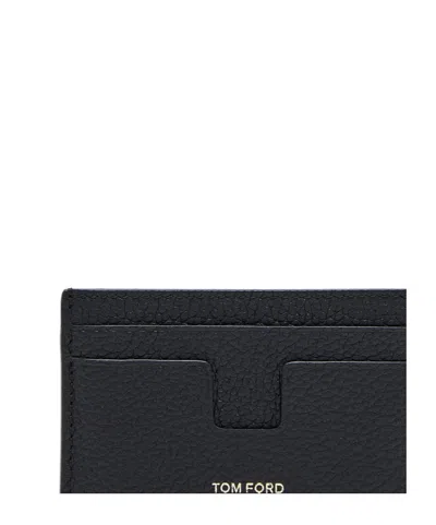 Tom Ford Grained Leather Card Holder In Black