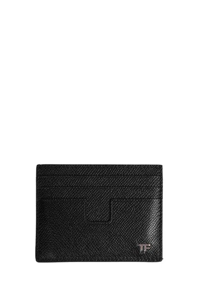 Tom Ford Grained Leather Cardholder In Orange