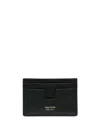 Tom Ford Black T Line Card-holder With Gold-colored Embossed Logo In Grainy Leather Man In Black