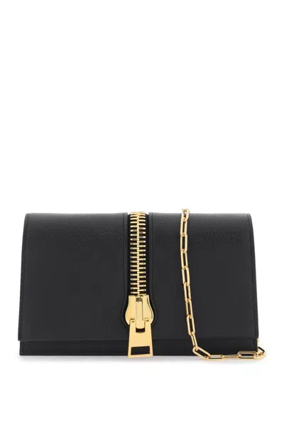 Tom Ford Grained Leather Clutch With Faux Zip Fastening In Black
