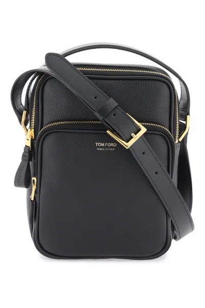 Tom Ford Grained Leather Crossbody Bag In Black