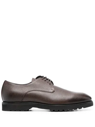 Tom Ford Grained Lace-up Derby Shoes In Brown