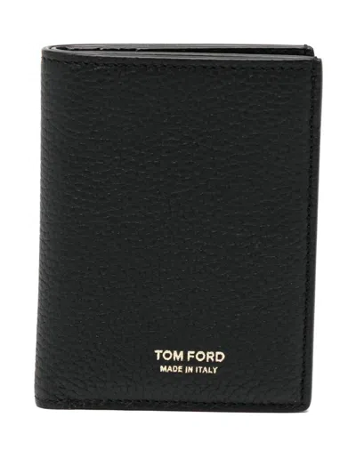 Tom Ford Grained Leather Folding Card Holder Accessories In Black