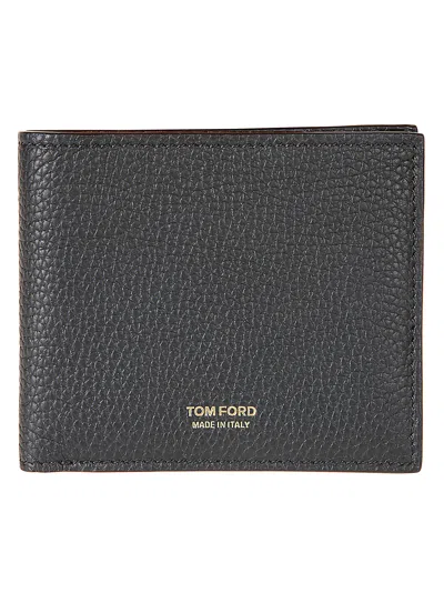 Tom Ford Grained Leather Logo Billfold Wallet In Black