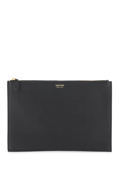 Tom Ford Grained Leather Pouch In Nero